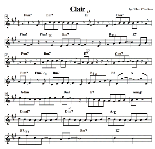 Gilbert O'sullivan Clair score